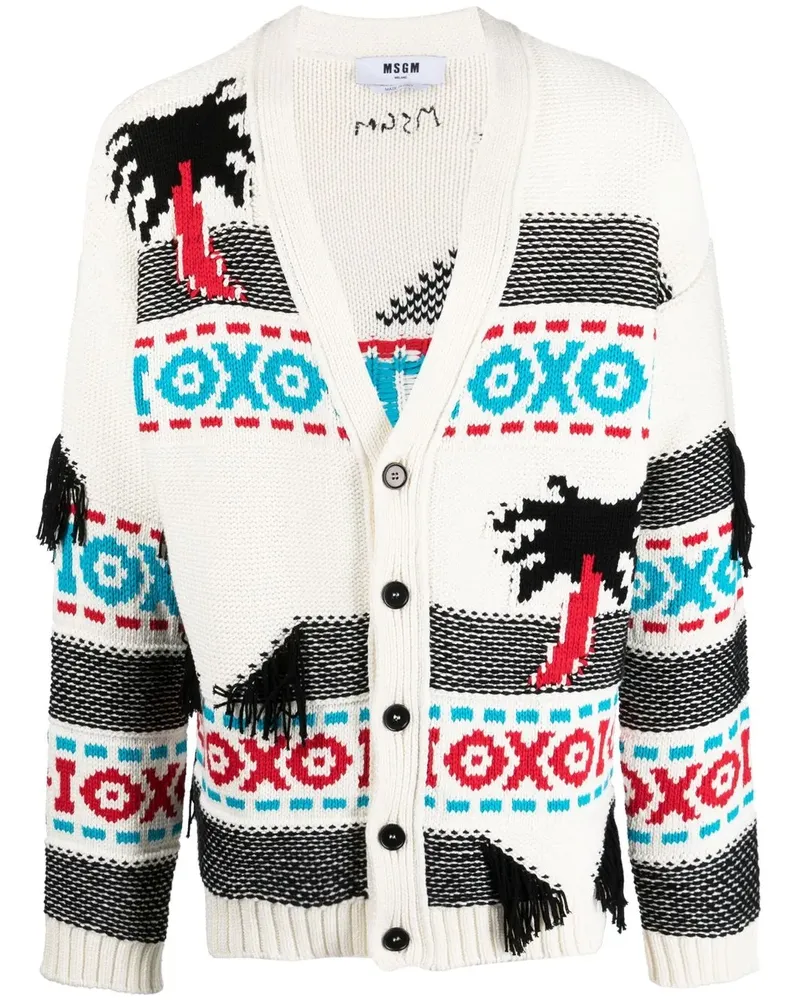 MSGM Cardigan mit Intarsienmuster - Weiß Weiß