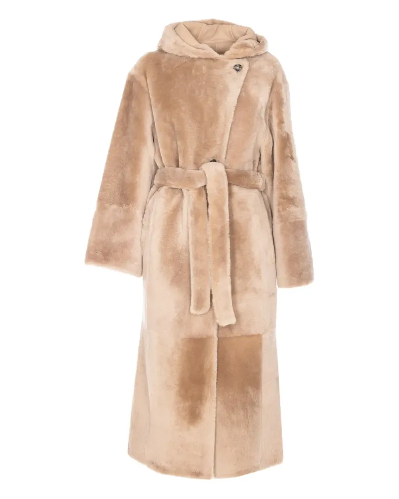 Yves Salomon Kapuzenmantel aus Faux Fur - Nude Nude