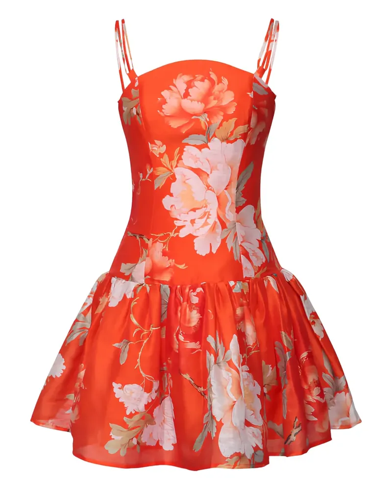 LEO LIN Minikleid mit Blumenmuster - Rot Rot