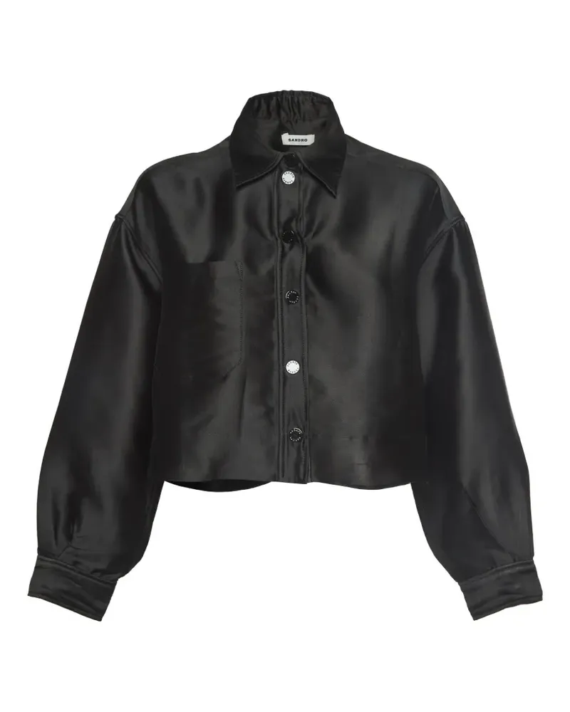 Sandro Cropped-Hemd im Oversized-Look - Schwarz Schwarz