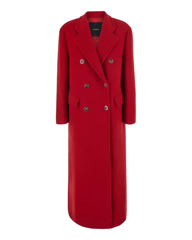 Pinko long double-breasted coat in wool-blend fabric - Rot Rot