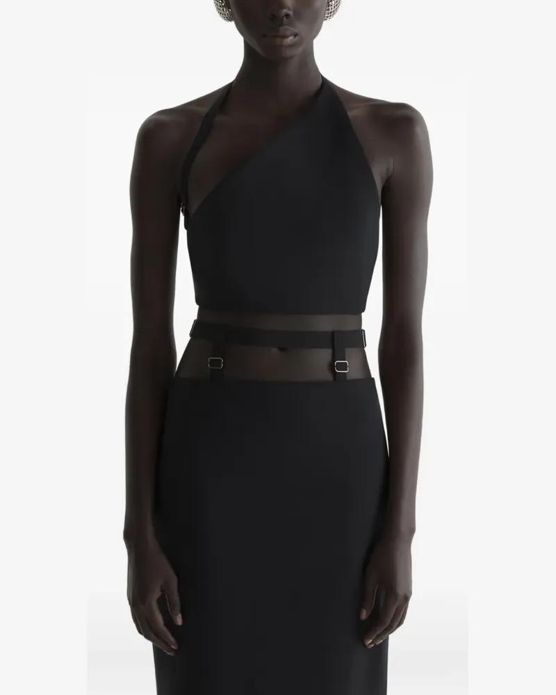 Thierry Mugler Cropped-Oberteil mit Cut-Out - Schwarz Schwarz