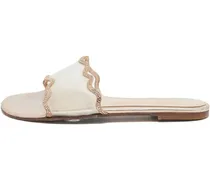 Pre-owned flache Sandalen mit Kristallen - Gold