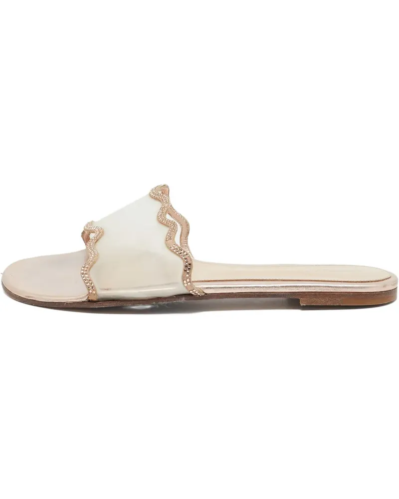 Gianvito Rossi Pre-owned flache Sandalen mit Kristallen - Gold Gold