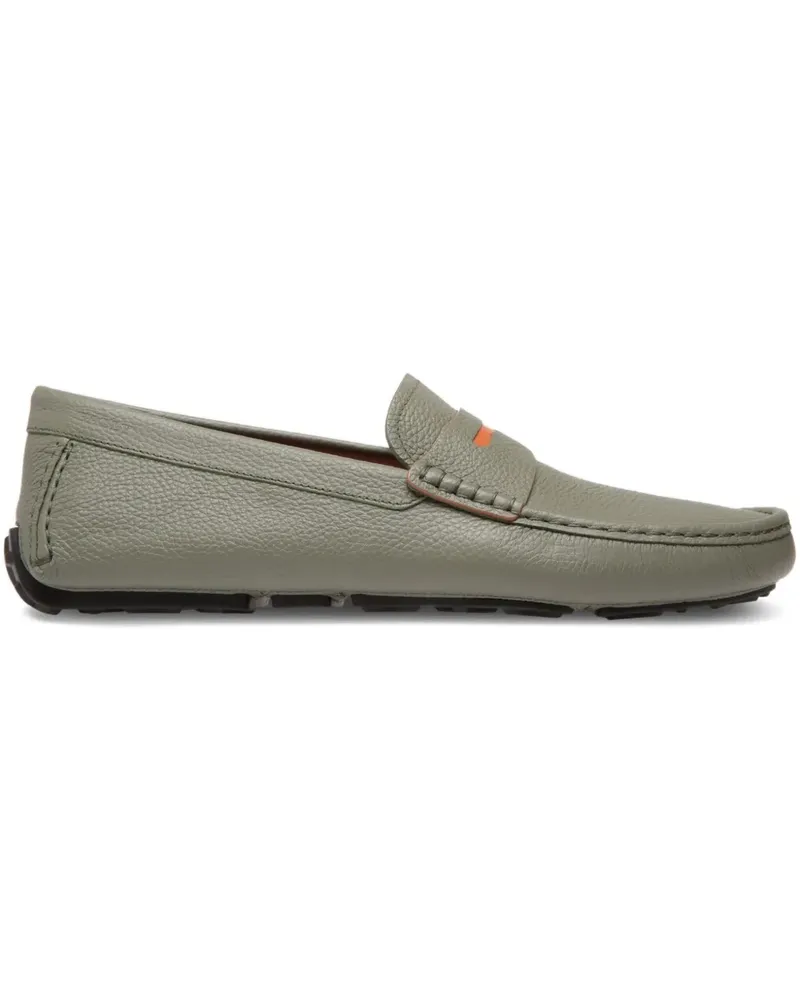 Bally Loafer aus strukturiertem Leder mit Sattelriemen - Grün Grün
