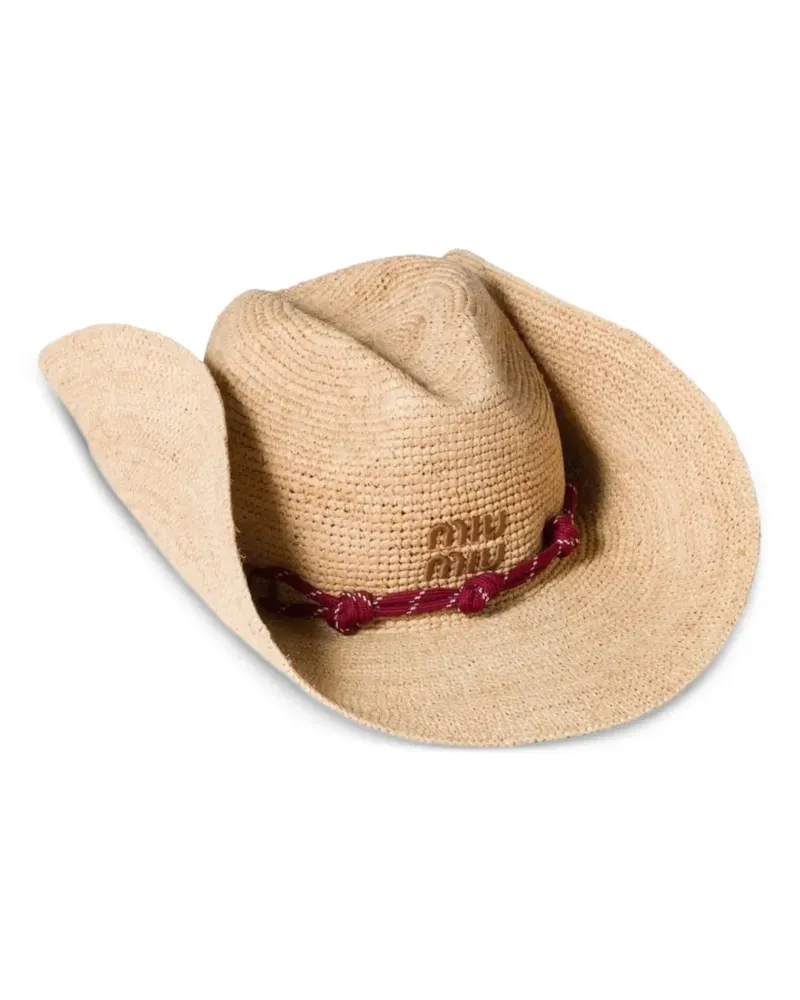 Miu Miu Sonnenhut mit Logo-Stickerei - Nude Nude
