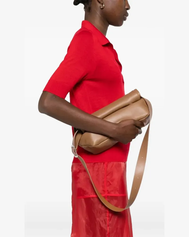 Jil Sander small Rollup logo-detail shoulder bag - Braun Braun