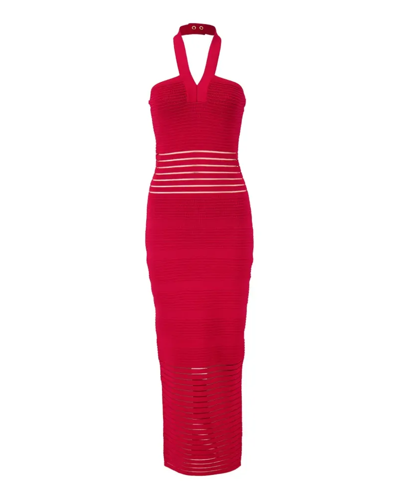Balmain halterneck openwork-panel maxi dress - Rot Rot