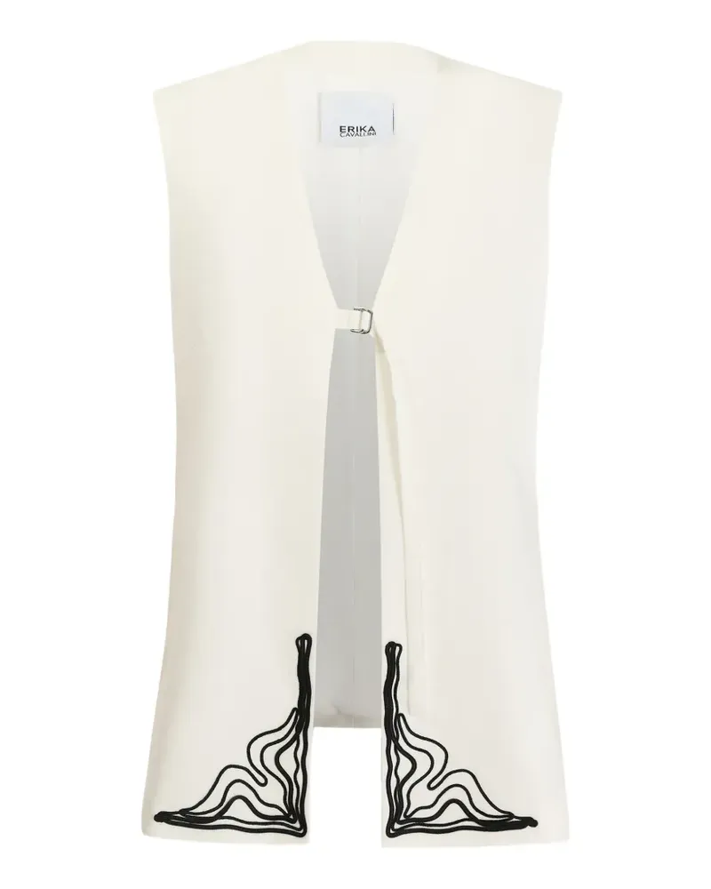 Erika Cavallini embroidered buckle-fastening waistcoat - Nude Nude