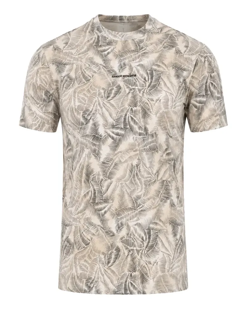 Armani Exchange leaf-print logo T-shirt - Nude Nude