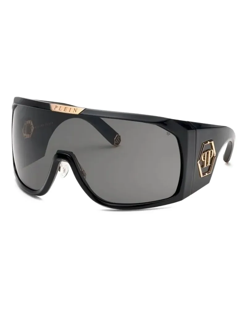 Philipp Plein Sonnenbrille mit Shield-Gestell - Schwarz Schwarz