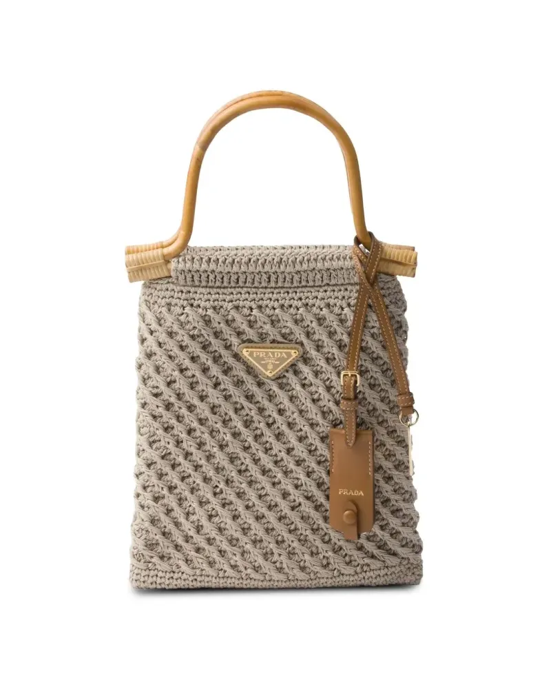 Prada Shopper mit Webmuster - Nude Nude