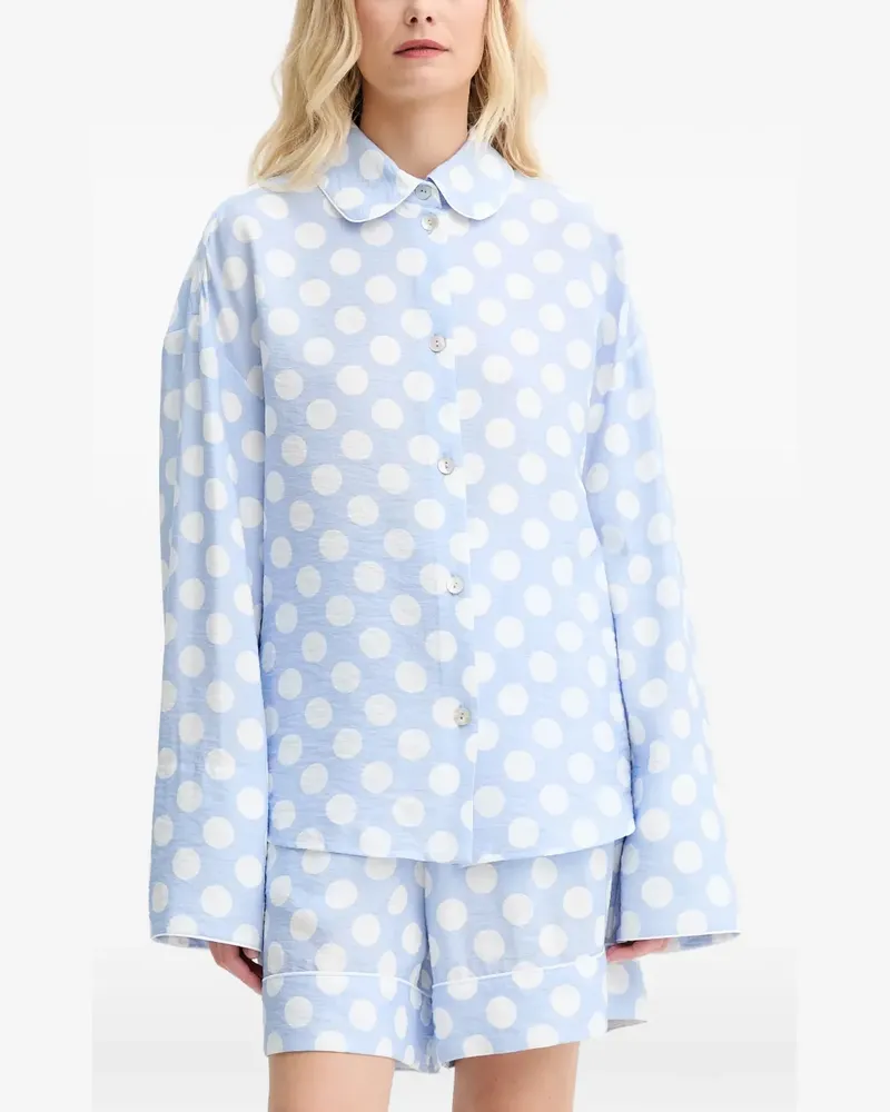 SLEEPER Set aus Hemd und Shorts mit Polka Dots - Blau Blau