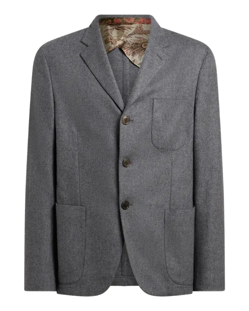 Etro Einreihiges Sakko aus einfarbigem Flanell - Grau Grau