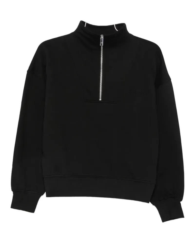 Calvin Klein half-zip logo-embroidered sweater - Schwarz Schwarz