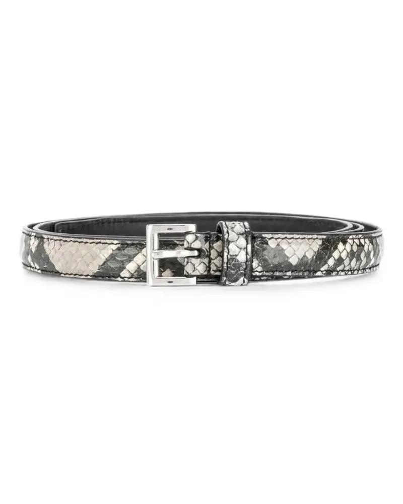 Prada snakeskin square-buckle belt - Grau Grau