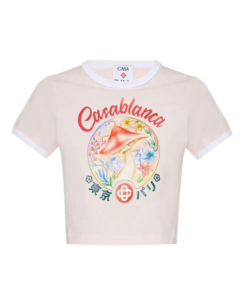 Casablanca Paris Cropped-T-Shirt mit grafischem Print - Rosa Rosa