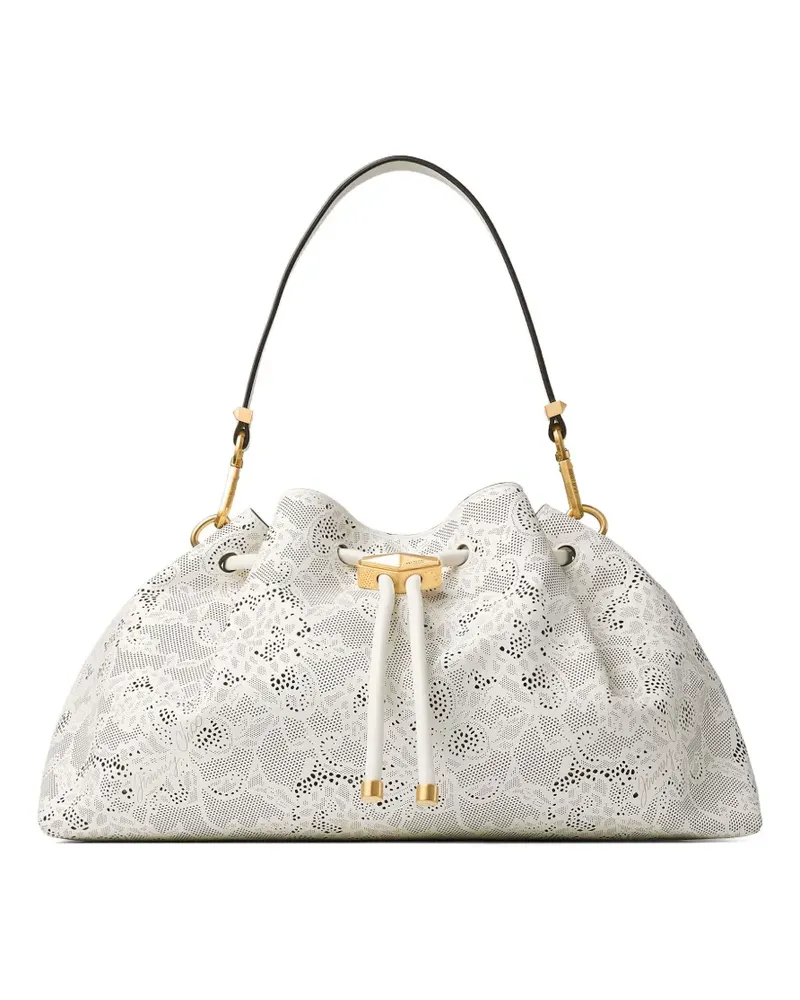 Jimmy Choo floral-embellishment bucket bag - Weiß Weiß