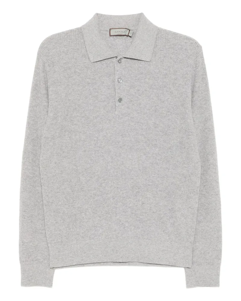 Canali Gestricktes Poloshirt - Grau Grau