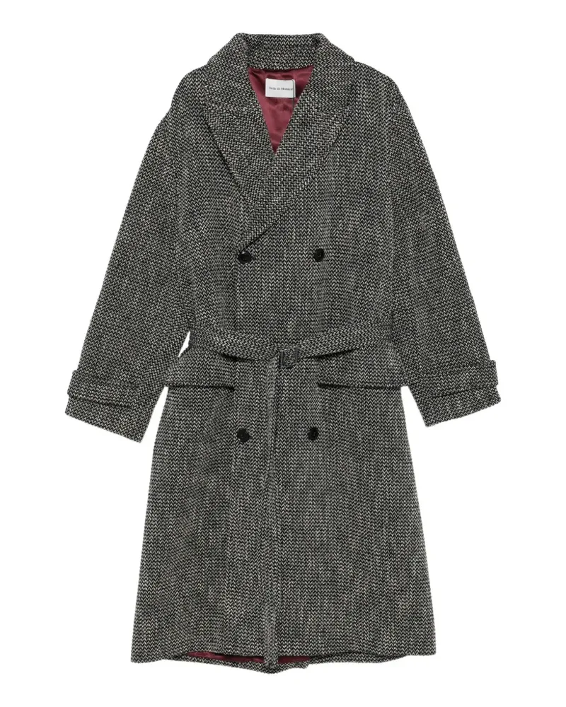 Drôle de Monsieur double-breasted belted coat - Schwarz Schwarz