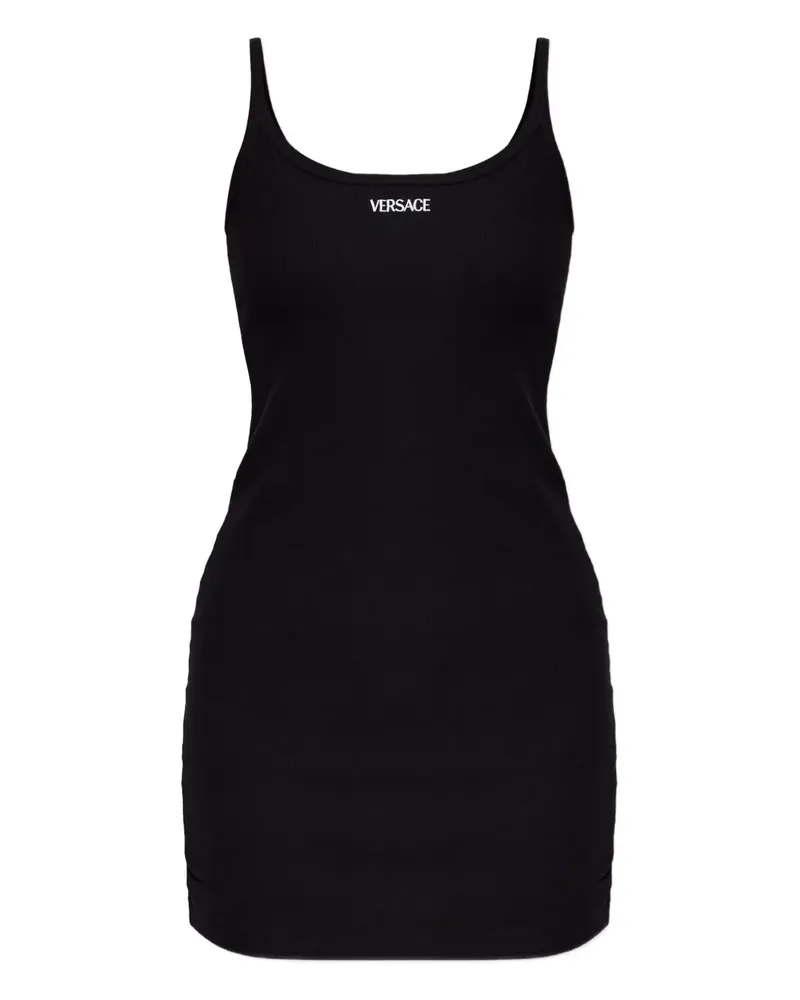 Versace Spaghetti strap logo dress - Schwarz Schwarz
