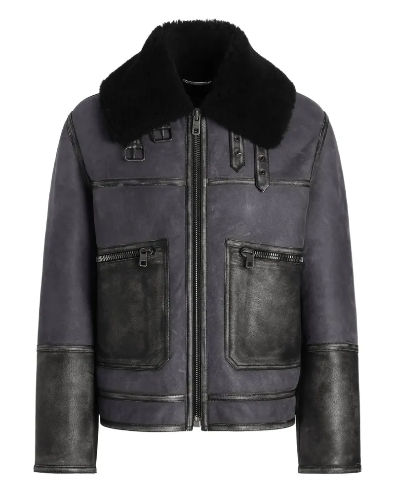 Dolce & Gabbana Klassische Lederjacke - Grau Grau