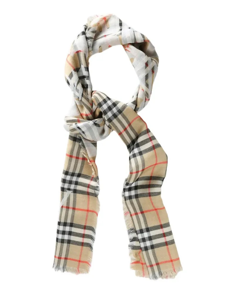 Burberry checked frayed scarf - Nude Nude