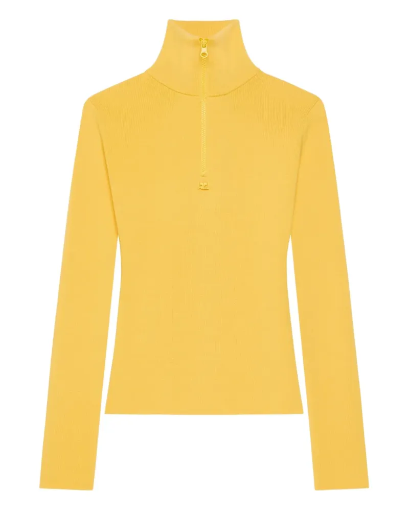 Courrèges Langarmshirt mit Stehkragen - Gelb Gelb
