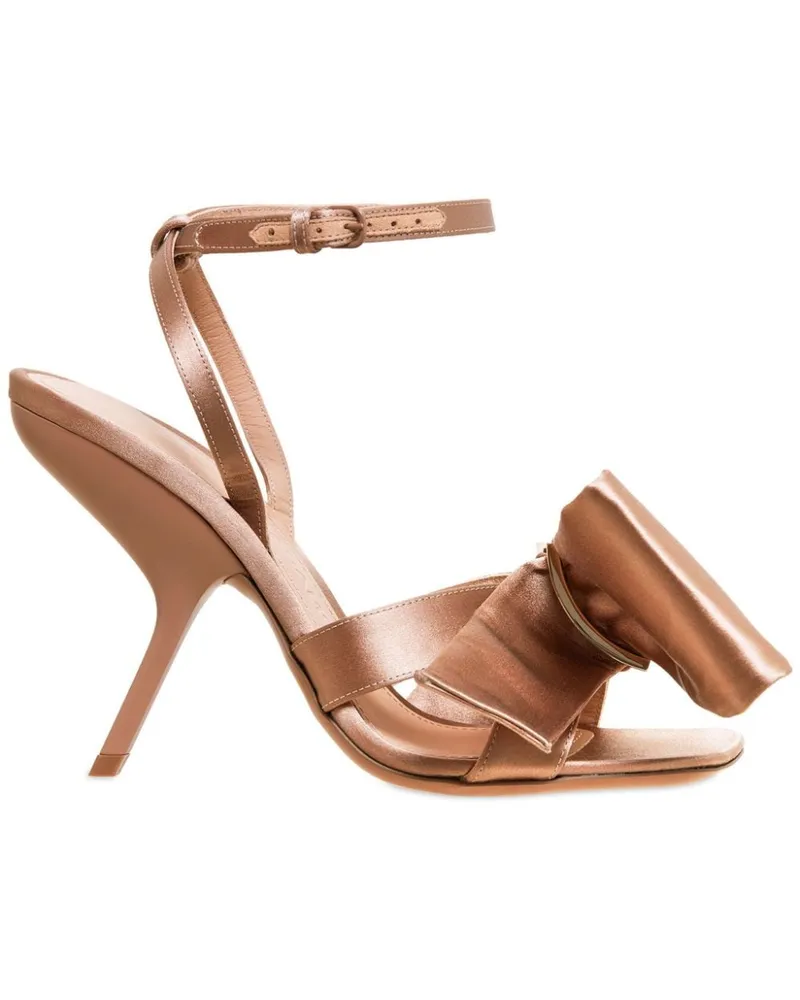 Ferragamo Sandalen aus Satin mit Schleife 105mm Nude