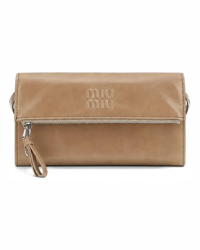 Miu Miu Schultertasche mit Logo-Prägung - Nude Nude