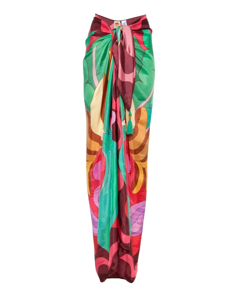 FARM Rio Sarong mit Quasten und grafischem Print - Rot Rot
