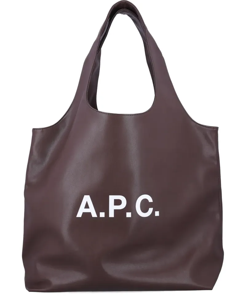 A.P.C. Shopper mit Logo-Schild - Braun Braun