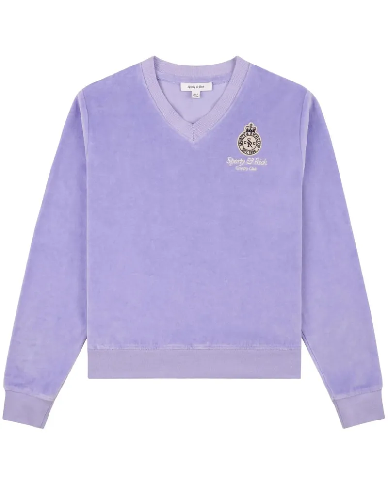 SPORTY & RICH Crown T-Shirt aus Samt - Violett Violett