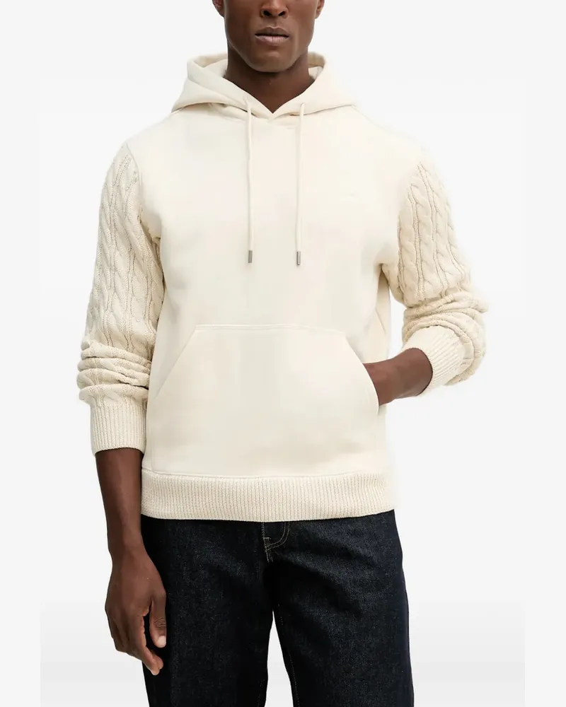 Guess Zopfmuster-Hoodie mit Logo-Detail - Nude Nude