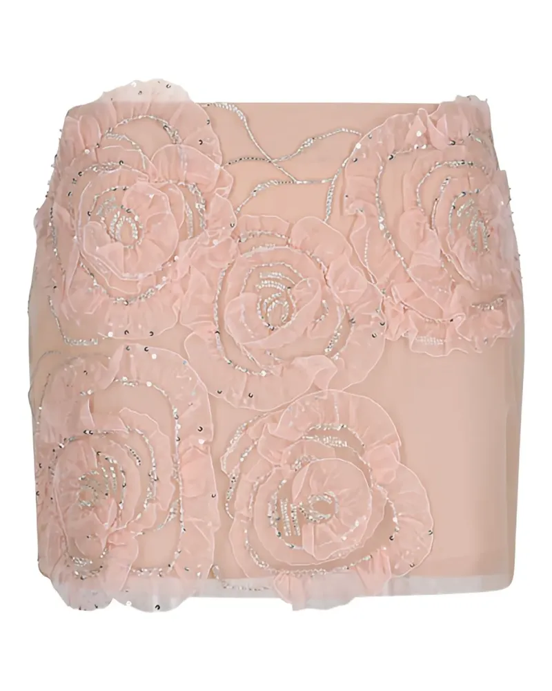 Des Phemmes Midirock mit Rosenverzierung - Rosa Rosa