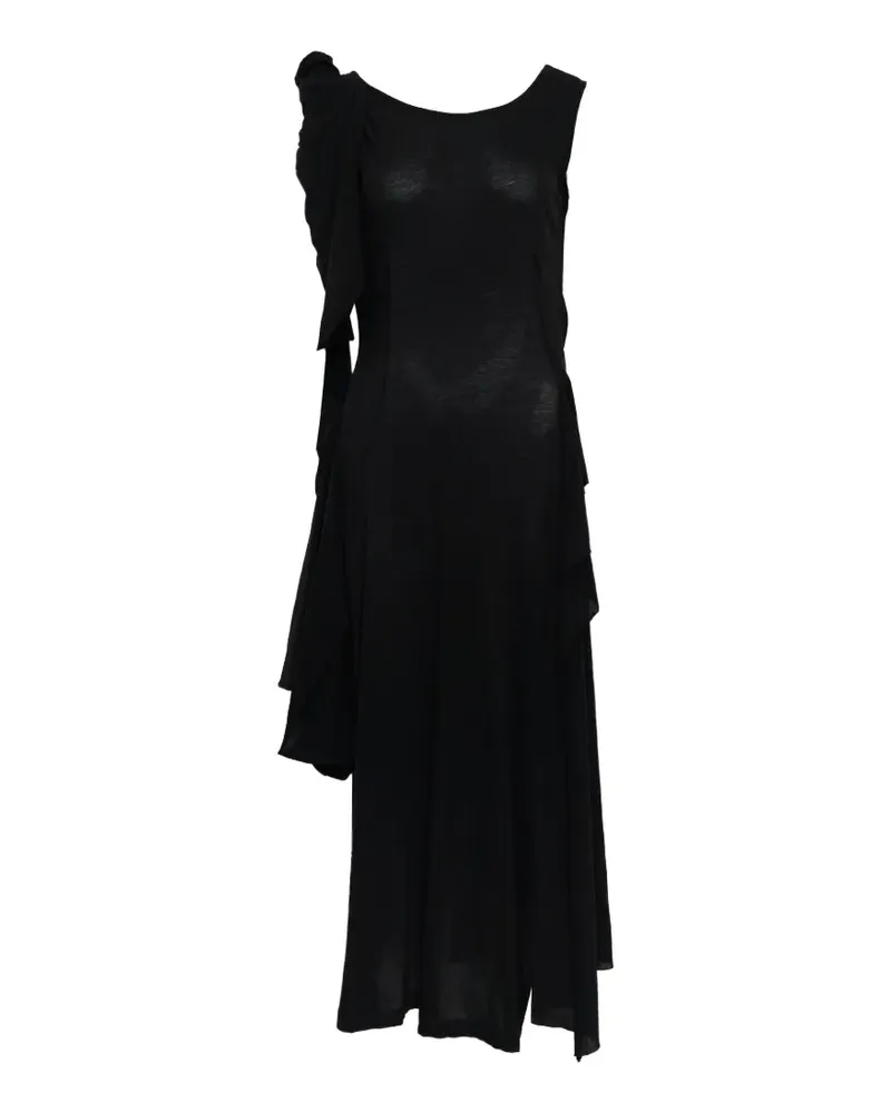 Yohji Yamamoto draped ruffled dress - Schwarz Schwarz