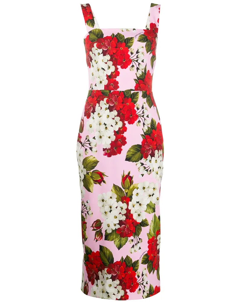 Dolce & Gabbana Midikleid mit Blumenmuster - Rosa Rosa