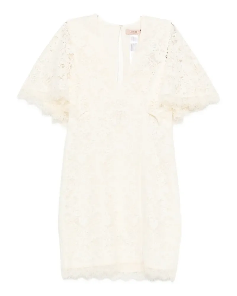 Twin-Set V-neck lace mini dress - Nude Nude