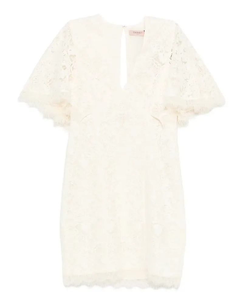 Twin-Set V-neck lace mini dress - Nude Nude