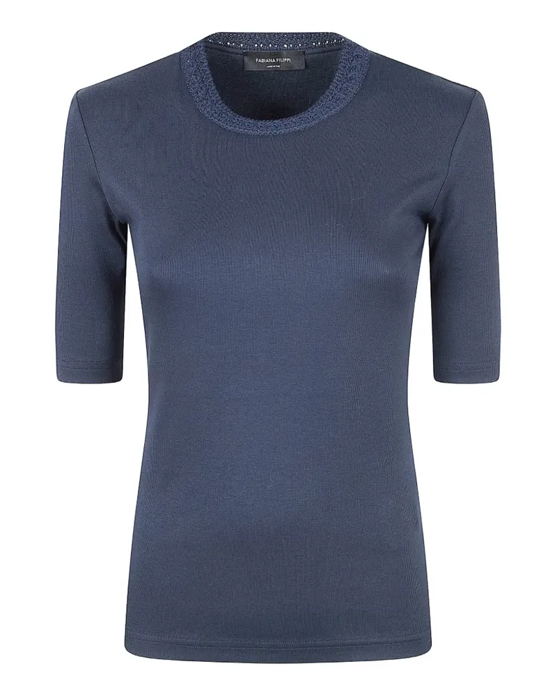 Fabiana Filippi macramé ribbed T-shirt - Blau Blau