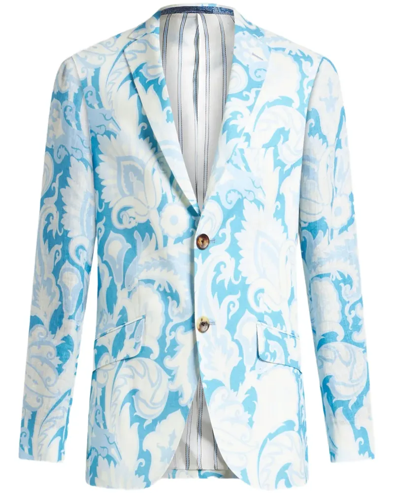 Etro Sakko mit Jacquard-Blumenmuster - Blau Blau