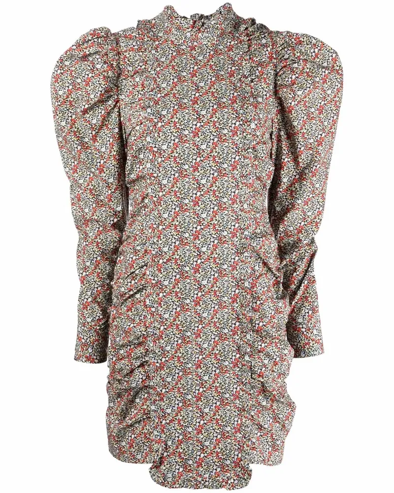 Ganni Kleid mit Puffärmeln - Blau Blau