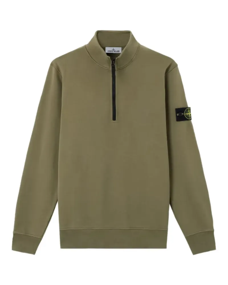Stone Island 6100070 organic cotton fleece regular-fit half-zipper sweatshirt - Grün Grün