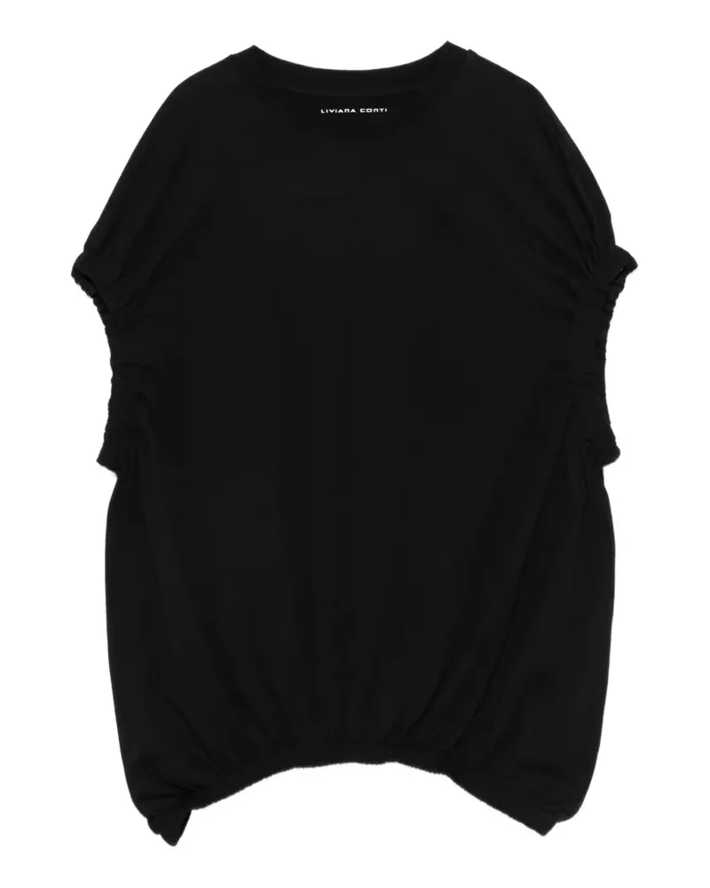 Liviana Conti Gerafftes T-Shirt - Schwarz Schwarz