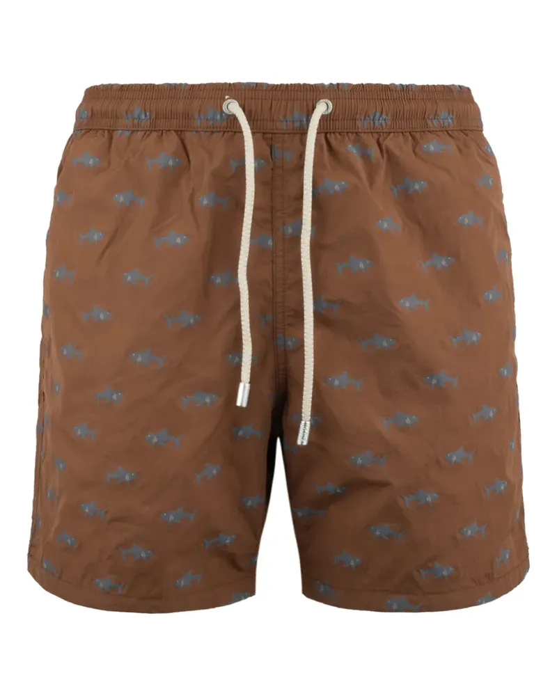 MC2 Saint Barth shark-print drawstring swim shorts - Braun Braun