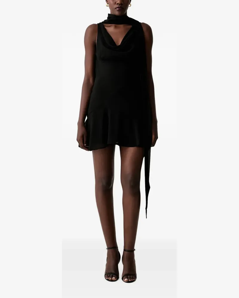 Never Fully Dressed Gerüschtes Kleid mit Wasserfallkragen - Schwarz Schwarz
