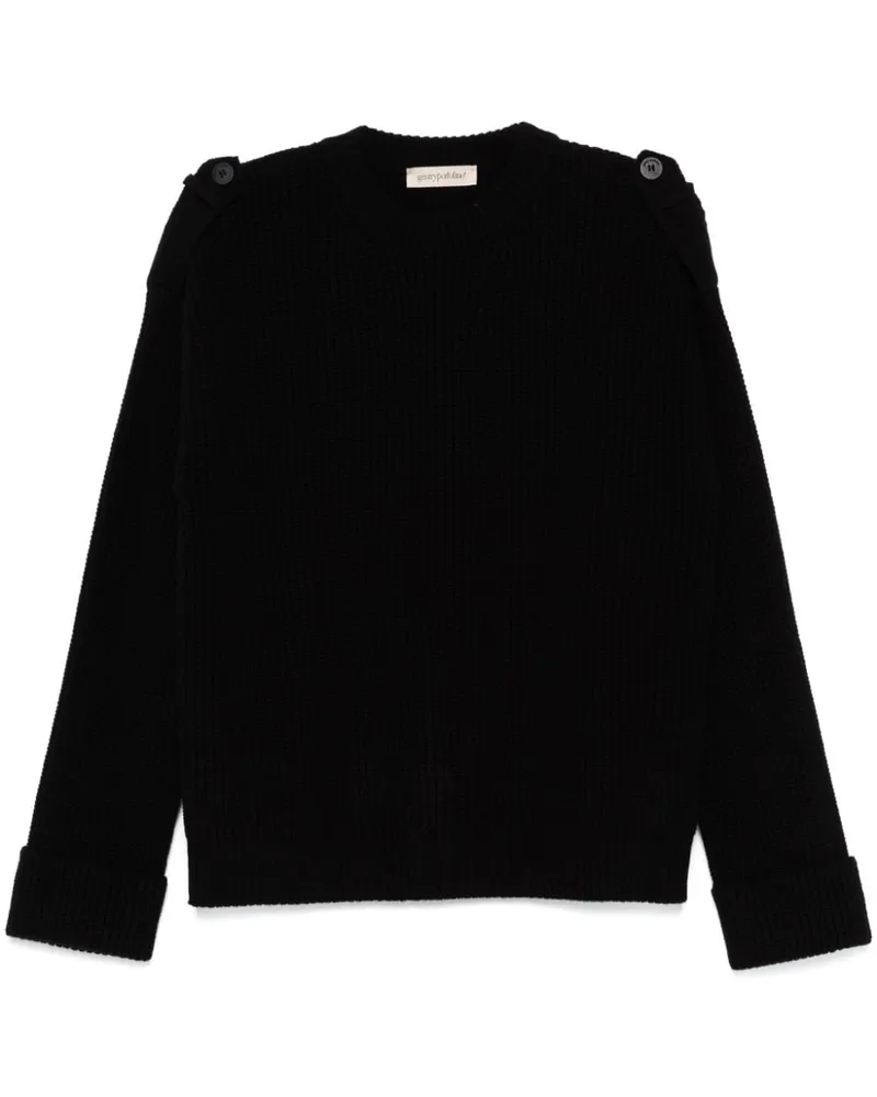 Gentry Portofino Gerippter Strickpullover - Schwarz Schwarz