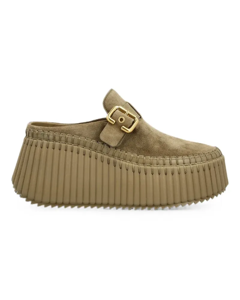 Chloé Nama buckle saddle-stitched mules - Nude Nude