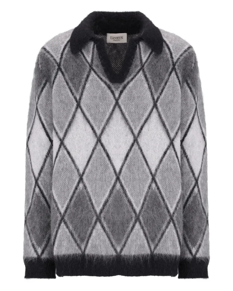 Laneus Gestrickter Pullover mit Rautenmuster - Grau Grau