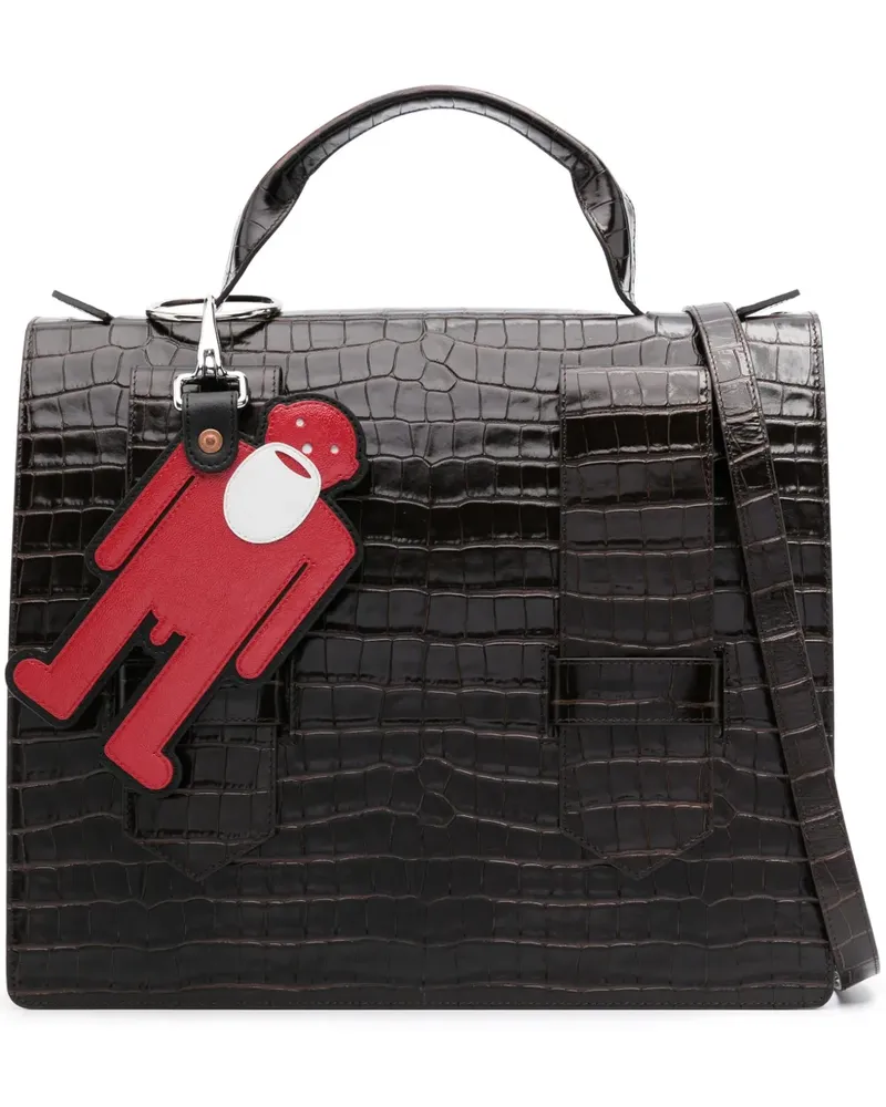 Walter van Beirendonck Handtasche mit Kroko-Effekt - Braun Braun